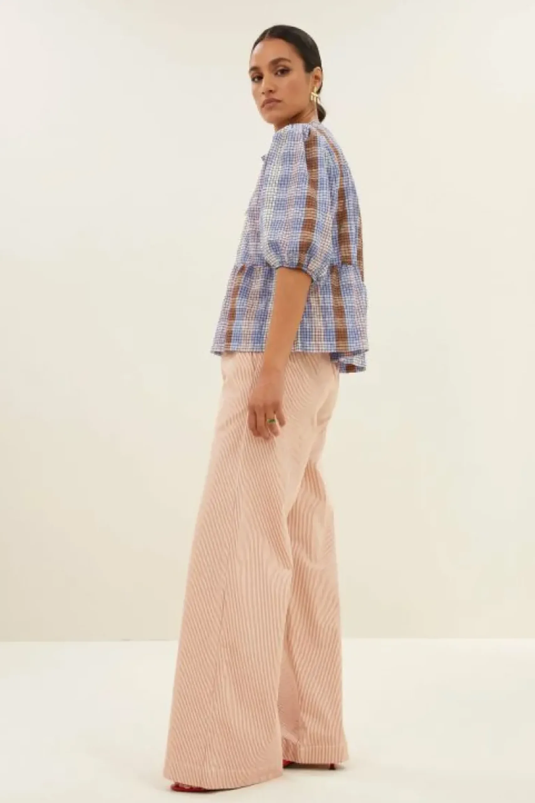 By bar Broeken*neal stripe pants | pink milky stripe