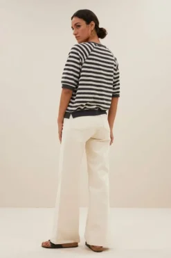 By bar Tops & Shirts*neva slub stripe top | jet black