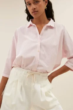 By bar Blouses*norel pink pinstripe blouse | pink pin stripe