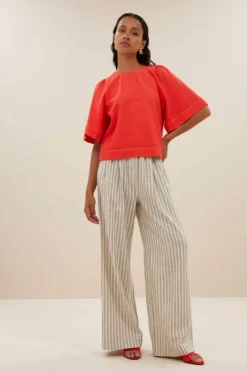 By bar Blouses*olivia twill blouse | poppy red