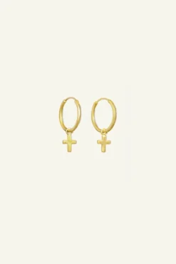 By bar Oorbellen*PD cross round earring | gold