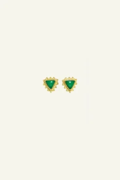 By bar Oorbellen*PD triangle stud earring | green