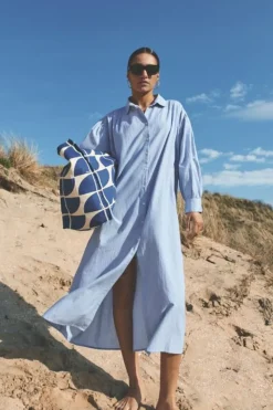 By bar Jurken*pin stripe shirt dress | indi grey