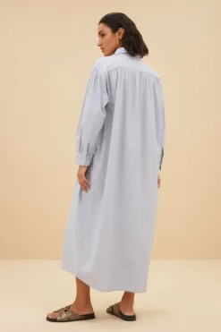 By bar Jurken*pin stripe shirt dress | indi grey