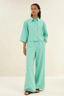 By bar Broeken*randy green stripe pants | green seer stripe