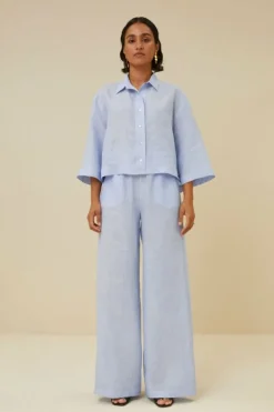 By bar Broeken*randy pinstripe pant | sky blue