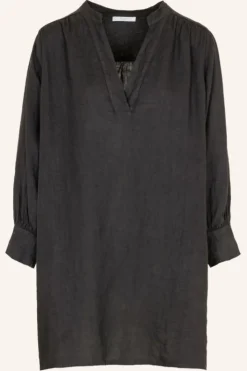 By bar Jurken*resa linen dress | jet black