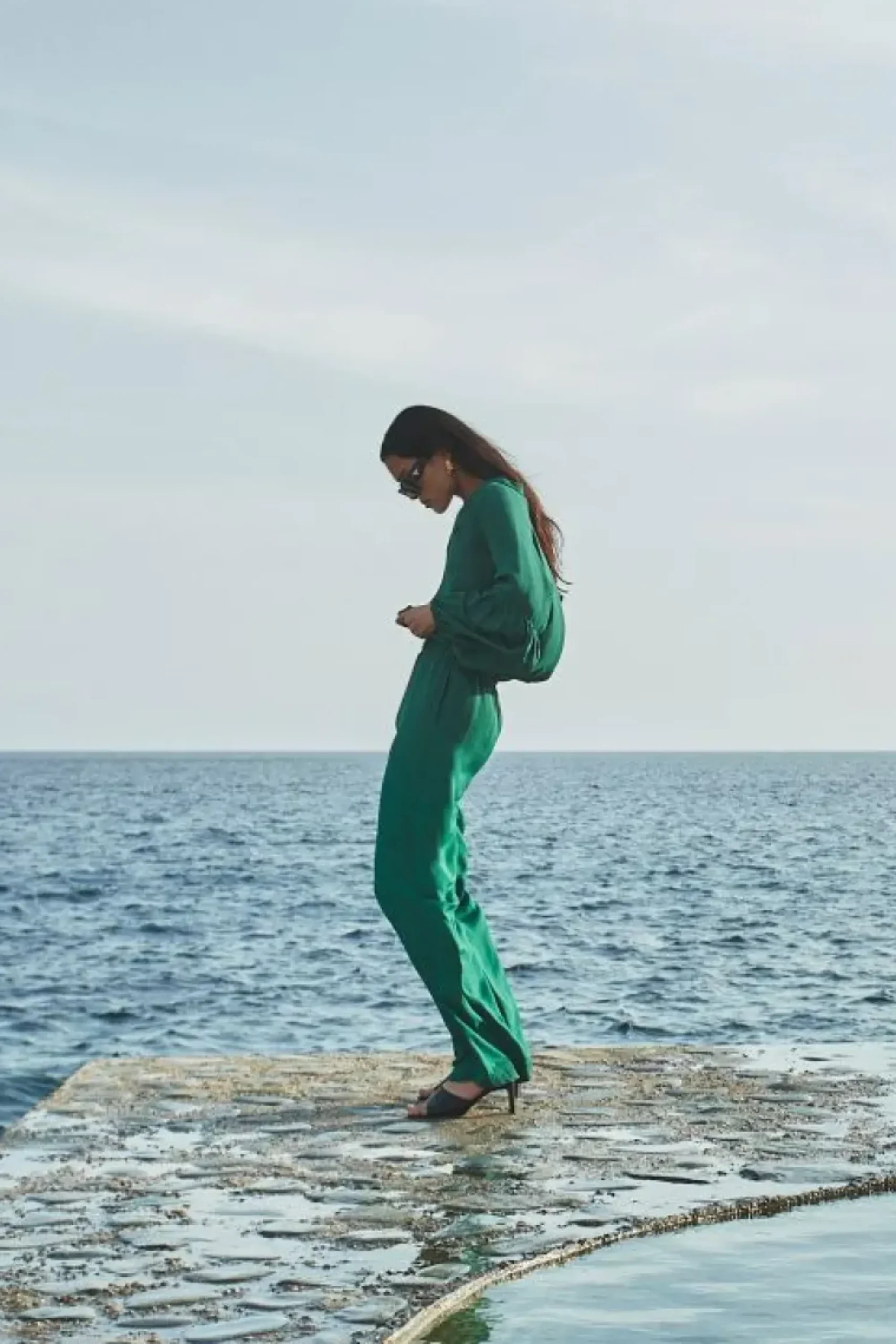 By bar Broeken*robyn satin stripe pant | evergreen