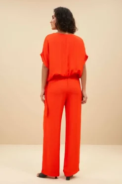 By bar Broeken*robyn satin stripe pant | bright poppy