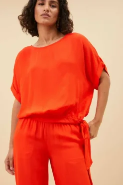 By bar Broeken*robyn satin stripe pant | bright poppy