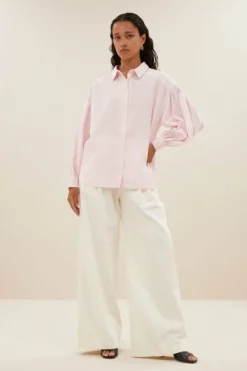 By bar Blouses*sarah pink pinstripe blouse | pink pin stripe