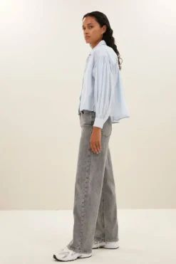 By bar Blouses*sarah short chambray blouse | light blue