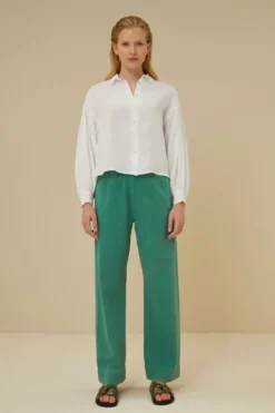 By bar Blouses*sarah short linen blouse | bright white