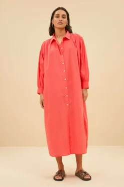 By bar Jurken*shirt dress | poppy red
