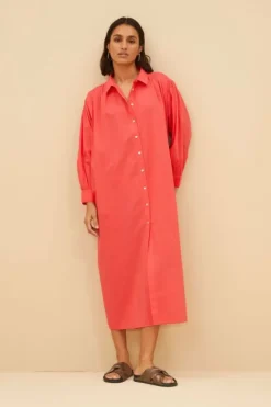 By bar Jurken*shirt dress | poppy red