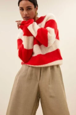 By bar Truien*sian stripe pullover | lipstick red stripe