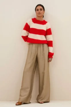 By bar Truien*sian stripe pullover | lipstick red stripe