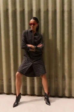 By bar Jurken*small check dress | caramel