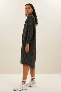 By bar Jurken*small check dress | caramel