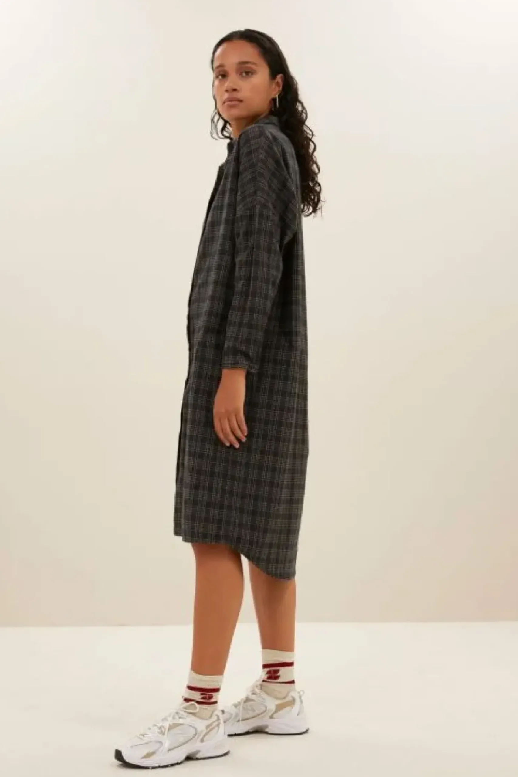 By bar Jurken*small check dress | caramel