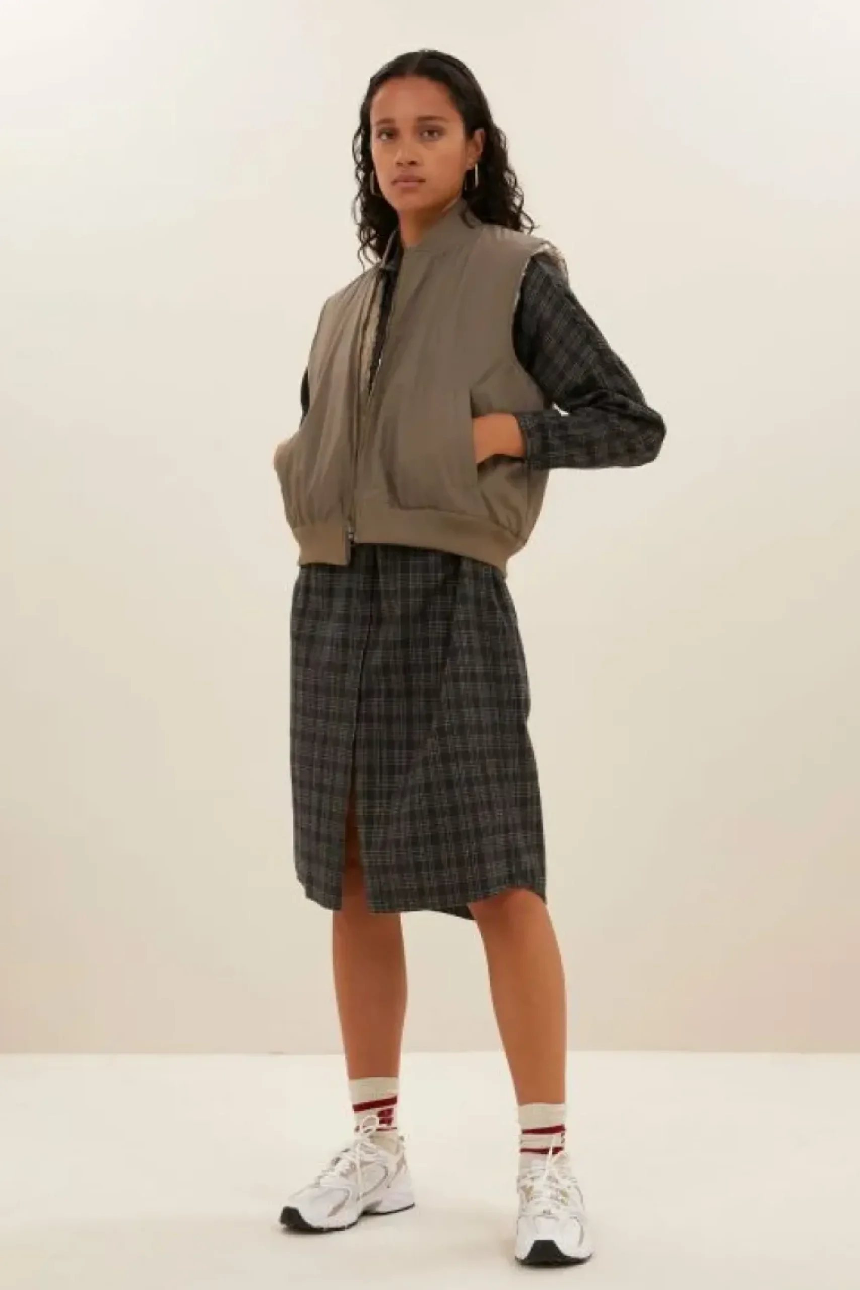 By bar Jurken*small check dress | caramel