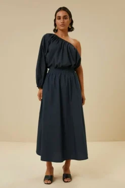 By bar Blouses*stella poplin blouse | midnight