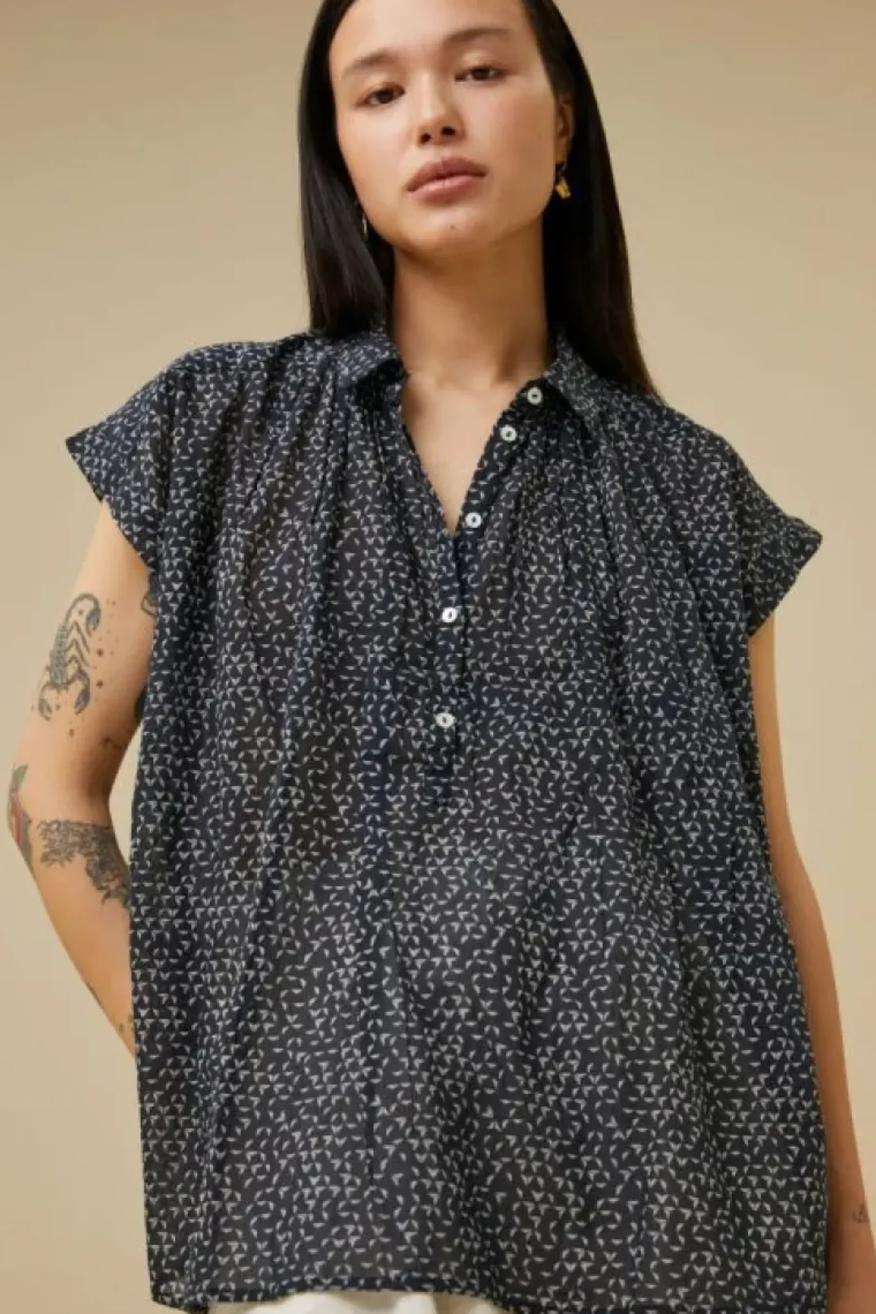 By bar Blouses*stevie paper blouse | paper print