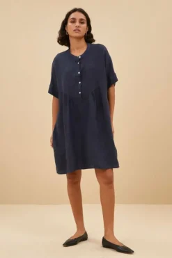 By bar Jurken*tais linen dress | midnight
