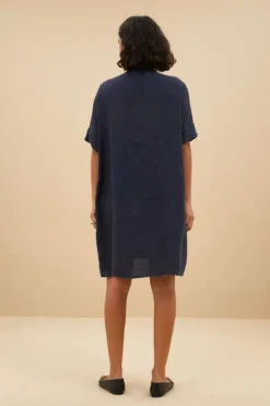 By bar Jurken*tais linen dress | midnight