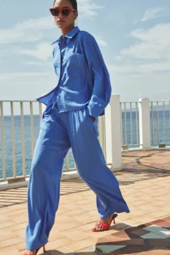 By bar Broeken*uma stripe pants | vivid blue stripe