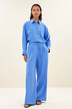 By bar Broeken*uma stripe pants | vivid blue stripe