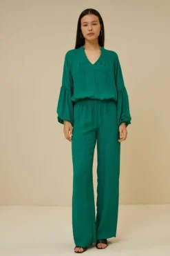 By bar Blouses*vienna satin stripe blouse | evergreen