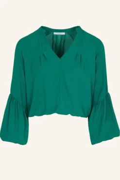 By bar Blouses*vienna satin stripe blouse | evergreen