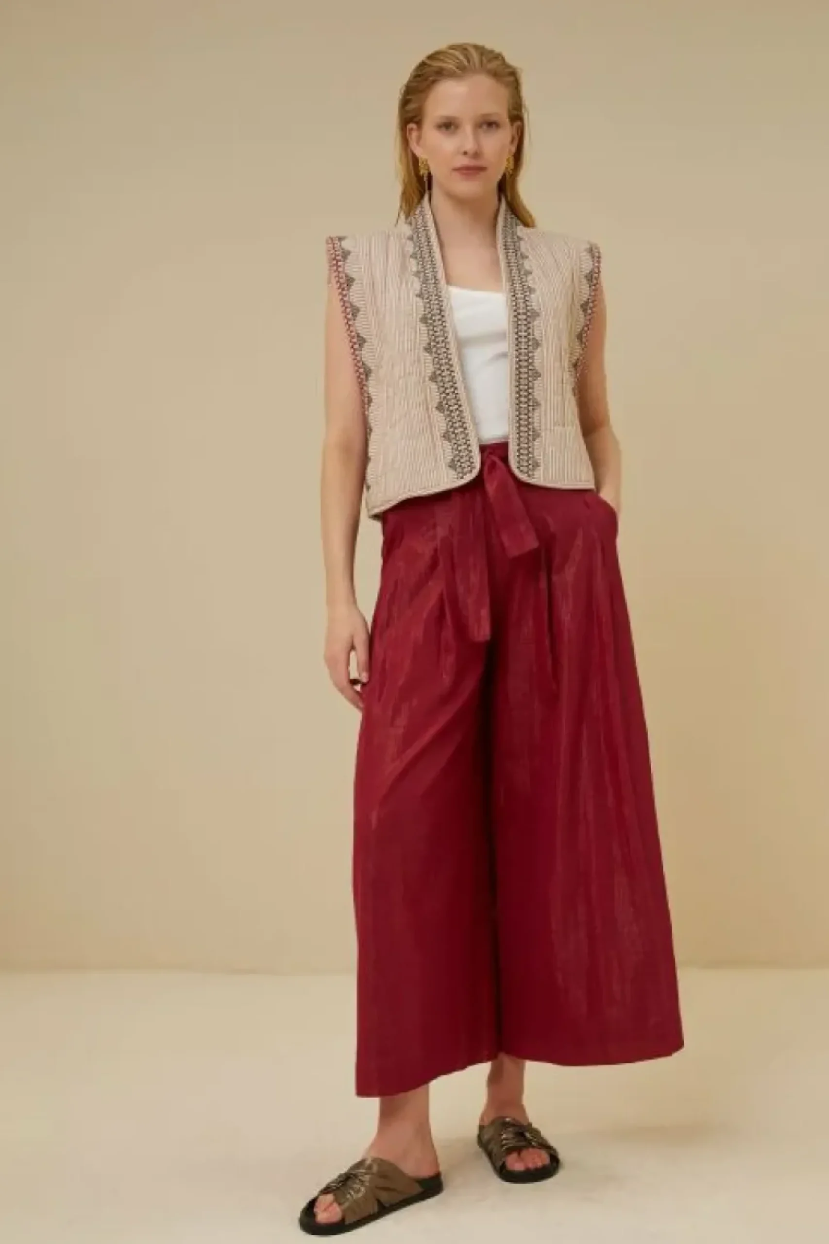 By bar Broeken*wanda metallic pant | grenache